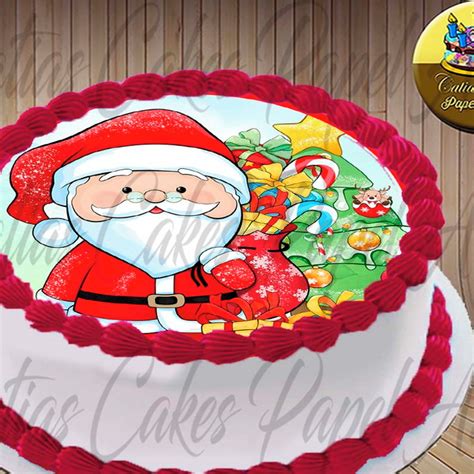 Natal Papai Noel Papel De Arroz 20 Cm Redondo Elo7