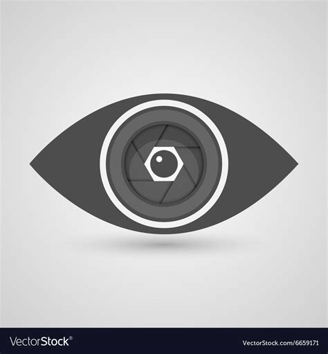 Camera lens inside the eye Royalty Free Vector Image