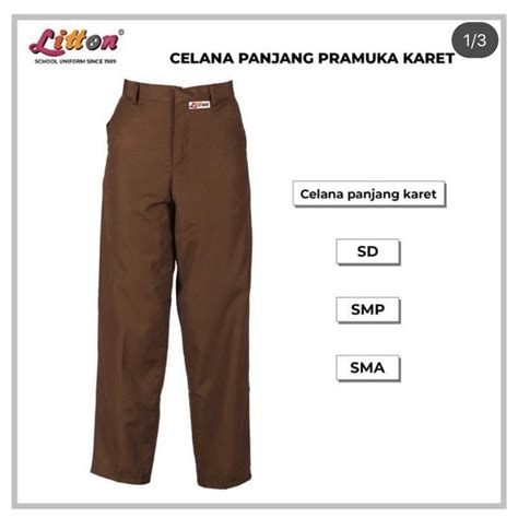 Jual Pramuka Celana Panjang Karet Pinggang Sd Smp Sma Coklat Litton