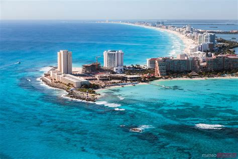 Aerial View Of Cancun Hotel Zone Quintana Roo Mexico Royalty Free