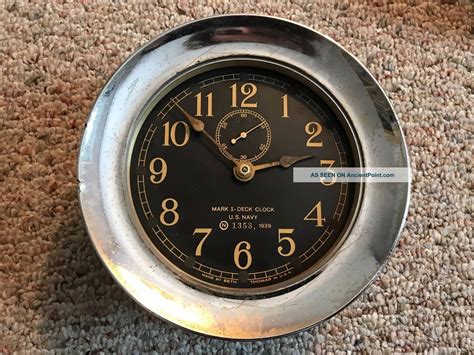 Vintage 1939 Chrome Seth Thomas U S Navy Mark I Deck Ships Boat Clock