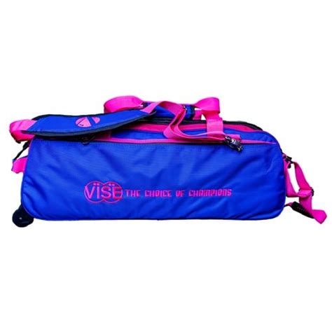 Vise Clear Top Triple Bowling Ball Tote Pink Blue Bowlerx