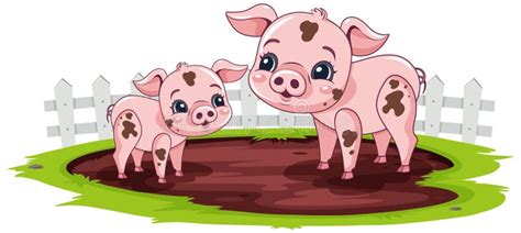 Cartoon Pigs Rolling In The Mud Stock Vector Illustration Of Clipart