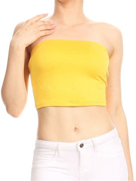 Imagenation Double Front Strapless Cropped Tube Top Large Yellow