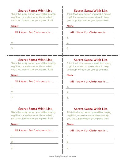 Free Printable Secret Santa Wish List For Coworkers - Printable Templates Free