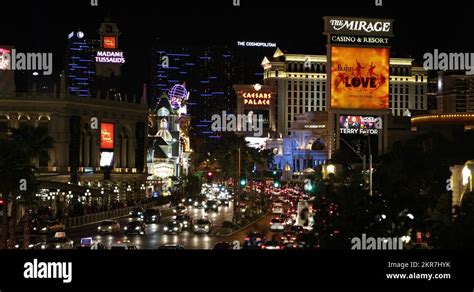 Ultra HD 4K Road Traffic Jam Crowded Las Vegas Strip Venetian Hotel