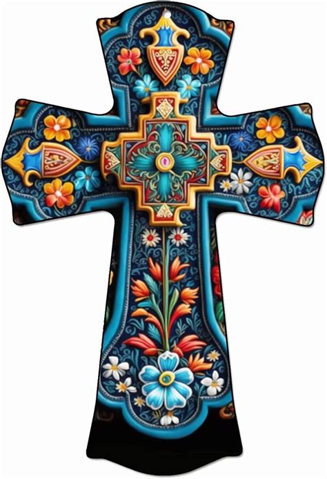 Amazon CALUOHO Small Cross Hand Painted Flower Crucifix Wall