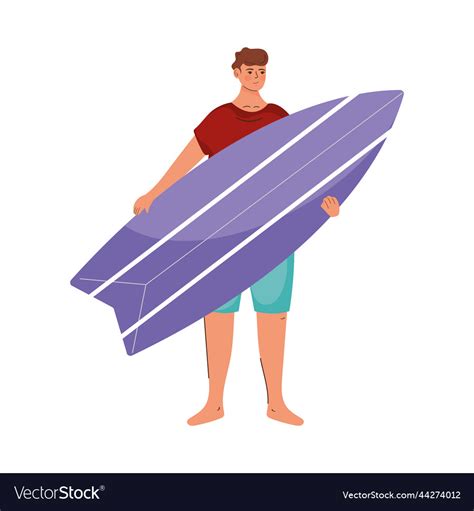 Male Surfer With Surfboard Royalty Free Vector Image