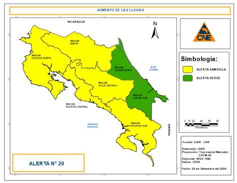 Decretan alerta amarilla para el Pacífico Zona Norte y Valle Central