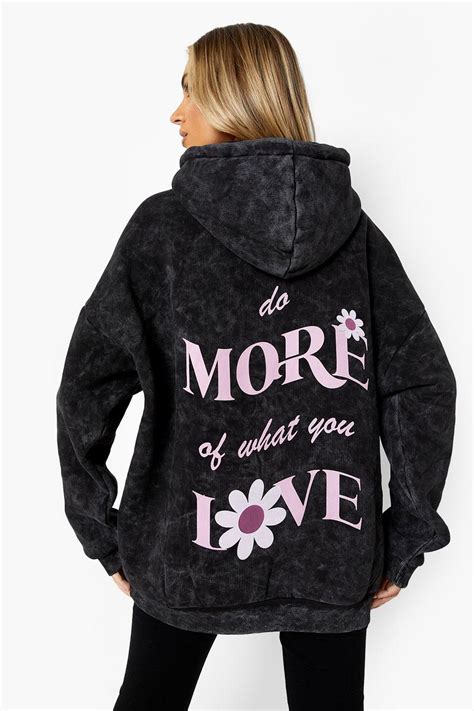 Back Print Acid Wash Oversized Hoodie Boohoo