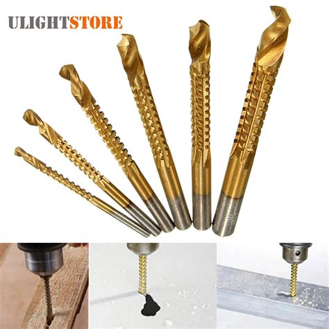 Pcs Titanium Coated High Speed Steel Drill Bit Set Wood Metal Plastic