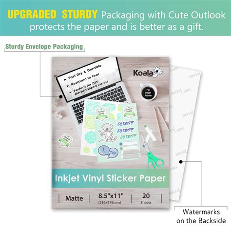 Koala Printable Vinyl Sticker Paper For Inkjet Printer Sheets