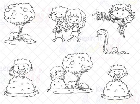 Adam And Eve Clip Art Bible Story Clipart Biblical Clip Art Etsy