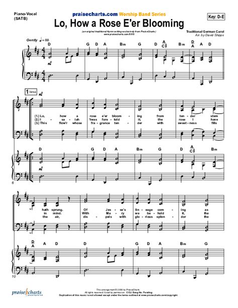 Lo How A Rose E Er Blooming Sheet Music PDF Traditional Carol