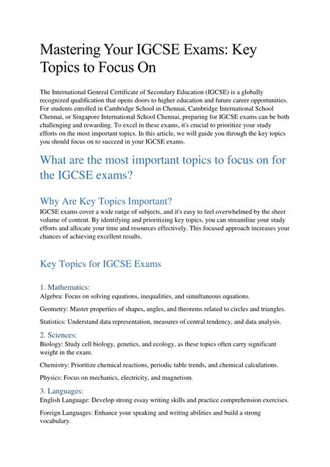 PPT Mastering Your IGCSE Exams Key Topics To Focus On PowerPoint