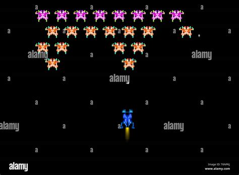 typical 80s pixel space arcade game Stock Photo - Alamy