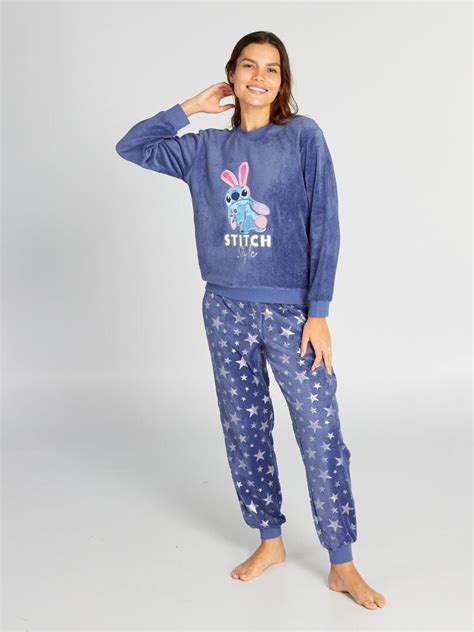 Pijama Comprido Em Malha Polar Stitch Pe As Azul Kiabi