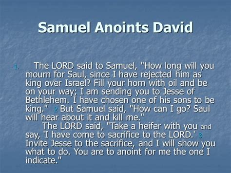 1 Samuel 16, David Anointed King, Saul’s Troubled Spirit. – Len Bilén's ...