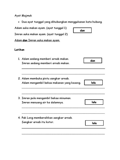 Latihan Ayat Tunggal Dan Ayat Majmuk Tahun 4 Latihan Ayat Majmuk Tahun 3 Pdf Minta Dikit