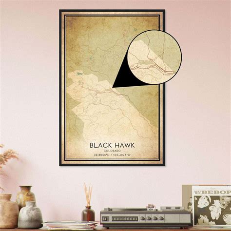Vintage Black Hawk Colorado Map Poster, Black Hawk CO City Road Wall