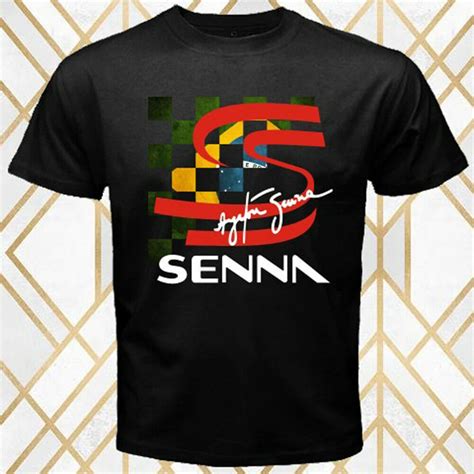 Ayrton Senna Brazilian Racing Legend Flag Men S Black T Shirt Size S