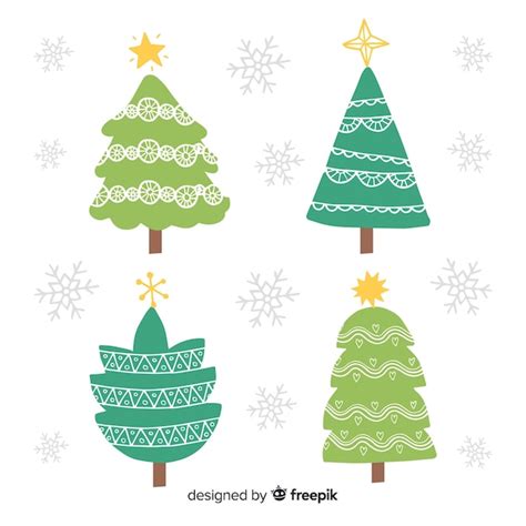 Colecci N De Rboles De Navidad Dibujados A Mano Vector Gratis