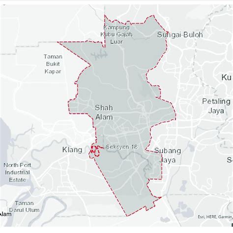 | Map of Shah Alam (Source: ESRI, 2021). Map Figure is from ArcGIS... | Download Scientific Diagram