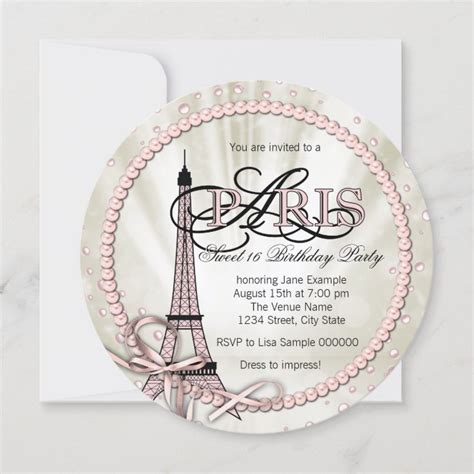 Paris Sweet 16 Birthday Party Invitation Zazzle