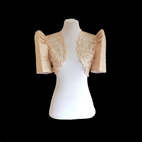 Modern Filipiniana Bolero Crop Top With Spanish Lace Fabric High