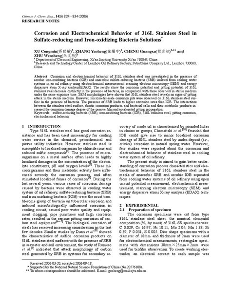 Corrosion And Electrochemical Behavior Of 316l Stainless Steel In