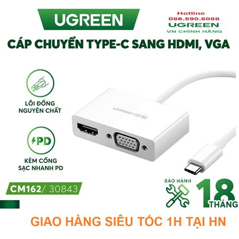 Cáp Chuyển Usb Type C To Hdmi Vga Full Hd 3d 4kx2k Ugreen 30843 HÀng ChÍnh HÃng Shopee Việt Nam