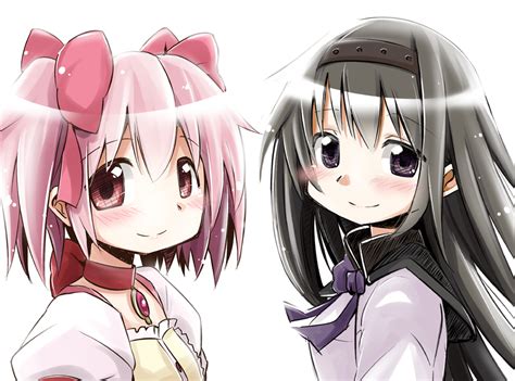 Safebooru 2girls Akemi Homura Black Hair Bust Hair Ribbon Hairband Kaname Madoka Long Hair