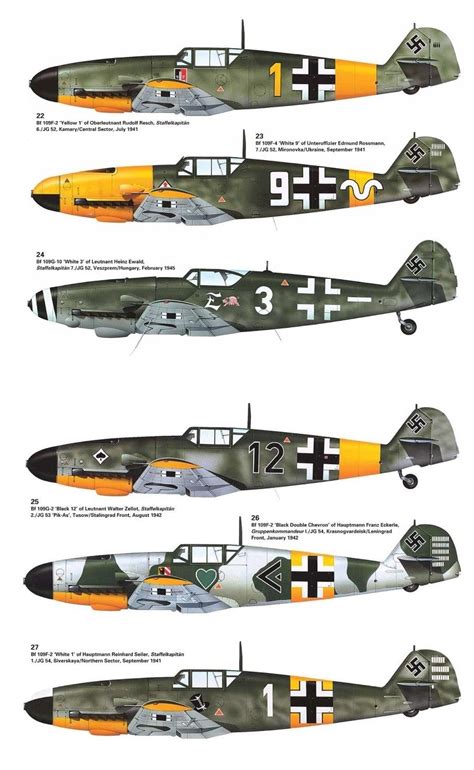 Messerschmitt Bf 109 From JG 52 JG 53 And JG 54 Aircraft Art Wwii