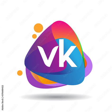 Letter VK logo with colorful splash background, letter combination logo ...