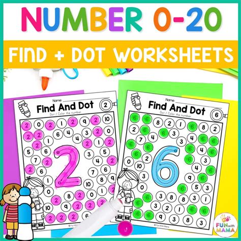 Find And Dot Number Worksheets 0 20 Fun With Mama Shop