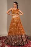 Buy Yellow Crepe Printed Bandhani Asymmetric Lehenga And Blouse Set For