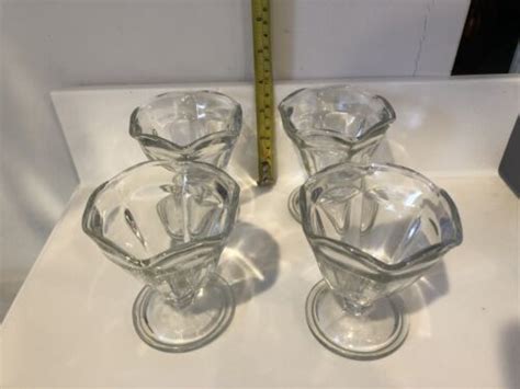 Anchor Hocking Set Of 4 Tulip Sundae Dish Bowl Glass Dessert Sorbet Ice Cream Gc Ebay