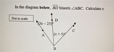 In The Diagram Below Overline Bd Bisects Abc Calculate X Not To