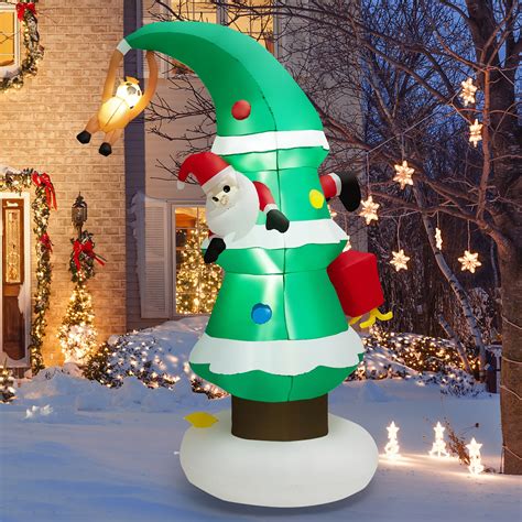 Costway 8ft Inflatable Christmas Tree With Santa Claus Blowup Holiday