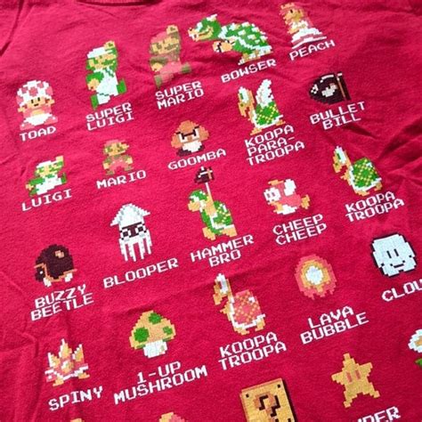 Nintendo Mario and friends characters t-shirt red si… - Gem