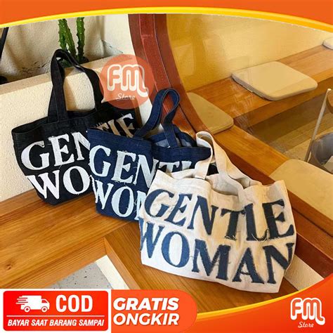 Jual Tote Bag Gentle Woman Jeans Denim Ripped Canvas Besar Totebag