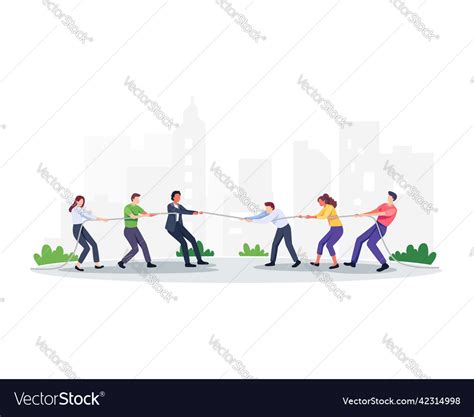 Man And Woman Play Tug Of War Royalty Free Vector Image