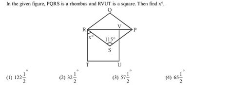 In The Given Figure PQRS Is A Rhombus And RVUT Is A Square Then Find X