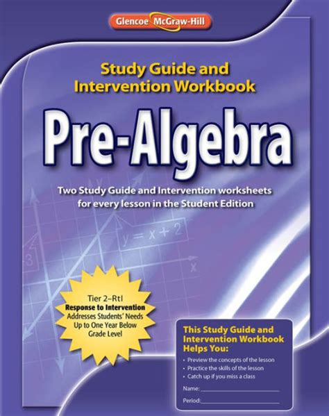 Pre Algebra Study Guide And Intervention Workbook Edition 1 By Mcgraw