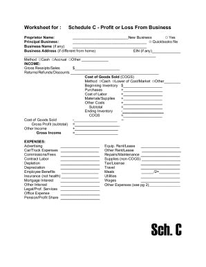 Form West West Accounting Worksheet For Schedule C Profit