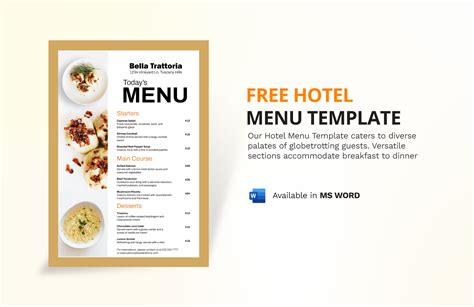 Free Hotel Menu Template Download In Word