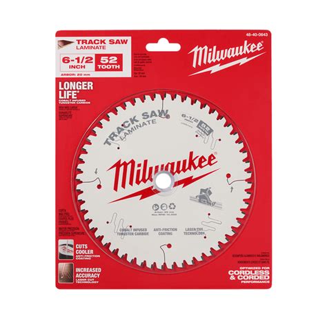 Milwaukee 165mm (6-1/2") 52T Laminate/Aluminium Track Saw Blade ...