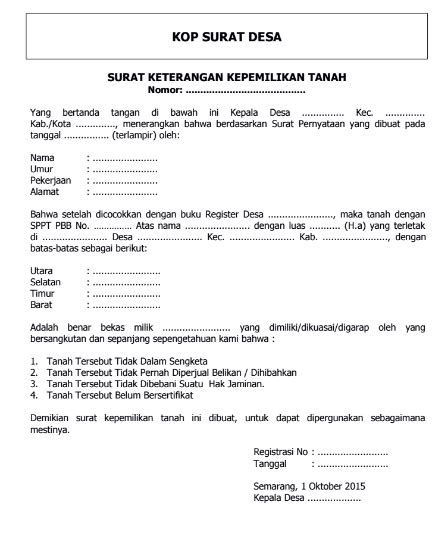 Contoh Surat Bukti Kepemilikan Tanah Bangunan Paud Wikiedukasi Paud