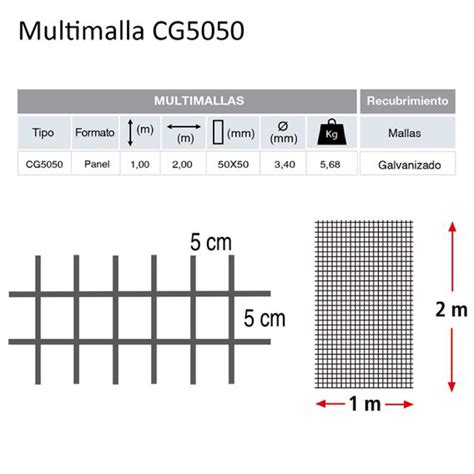 Multimalla Galvanizada CG5050 1 0x2 0m Prodalam