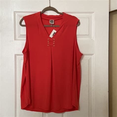 Anne Klein Tops Anne Klein Sleeveless Poppy Red Top Poshmark